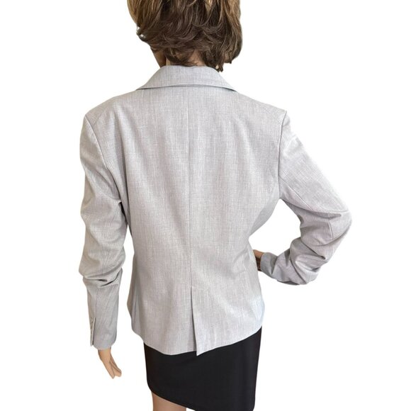 Ecru Womens Gray Blazer Size 8 Classic Shaped One Button Workwear Career Jacket - Picture 9 of 11